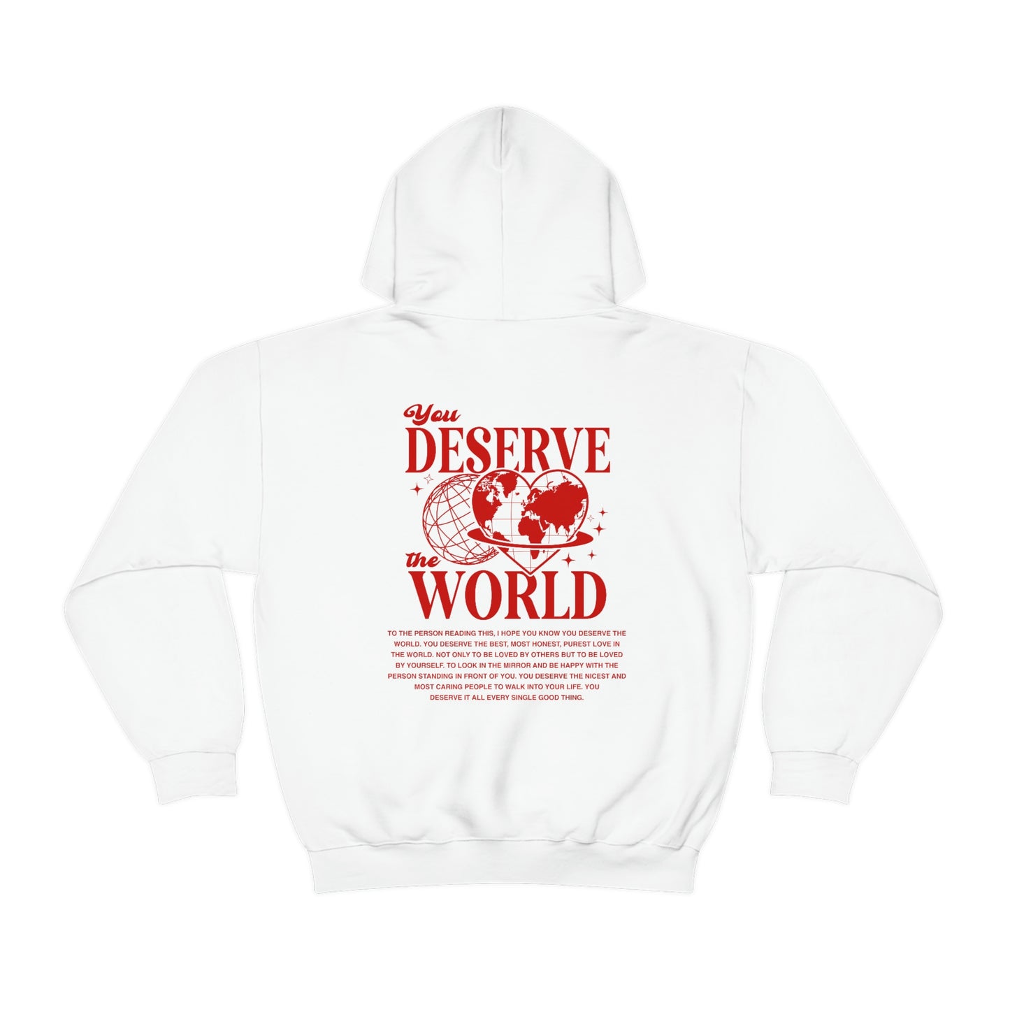 You Deserve The World Hoodie - Red - Blank Canvas Fashion