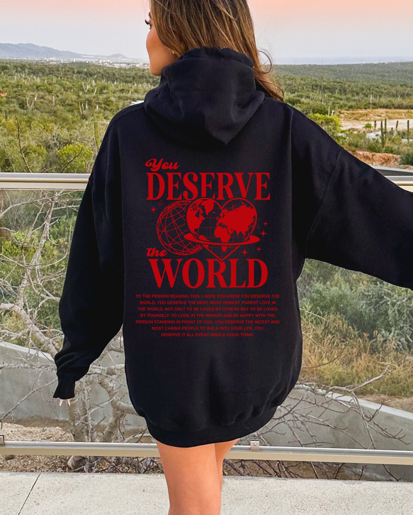 You Deserve The World Hoodie - Red - Blank Canvas Fashion