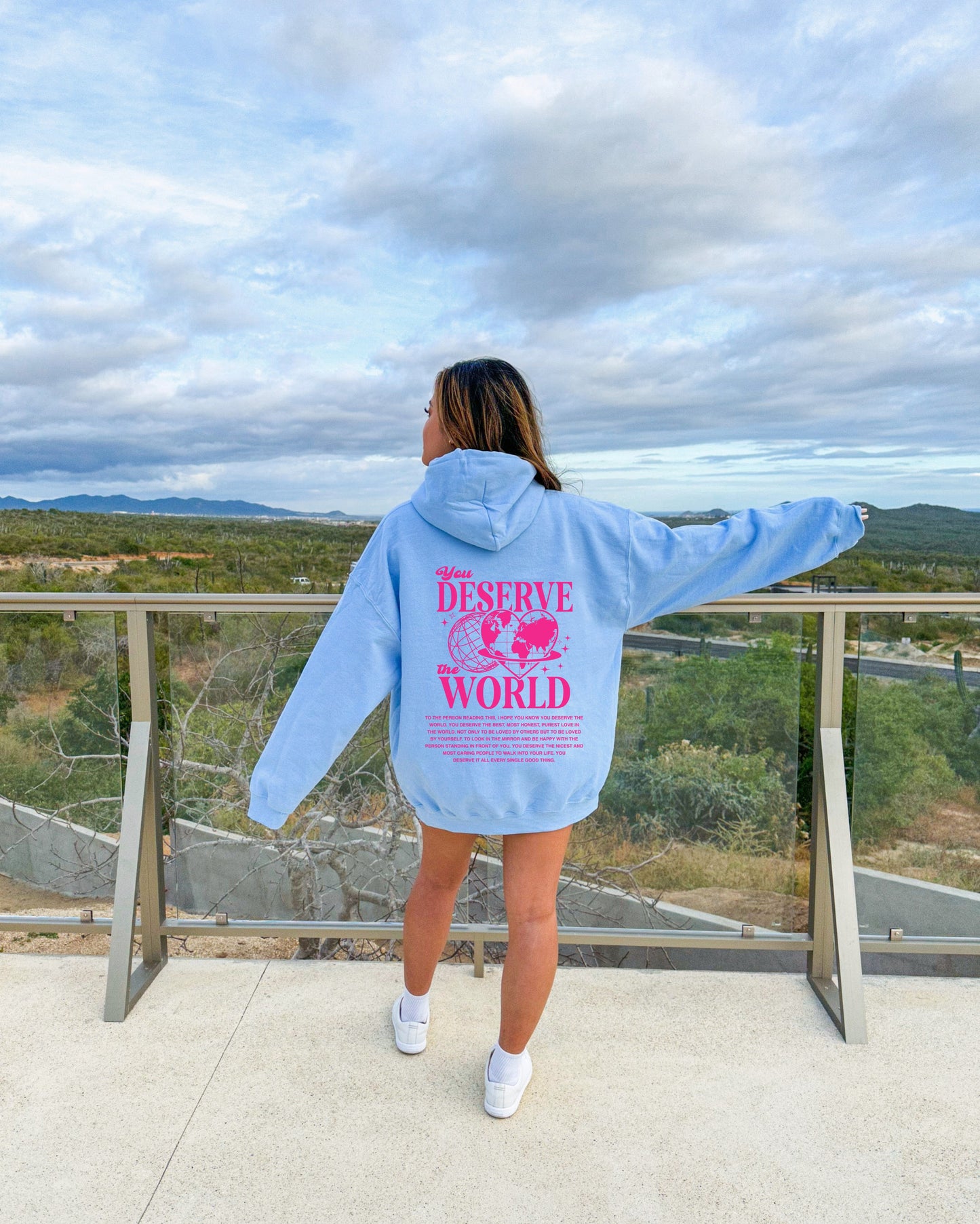 You Deserve The World Hoodie - Pink - Blank Canvas Fashion